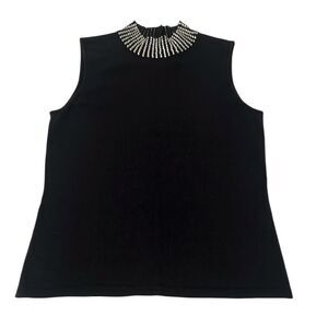 Style & Co size small sleeveless embellished high neck knit shell EUC